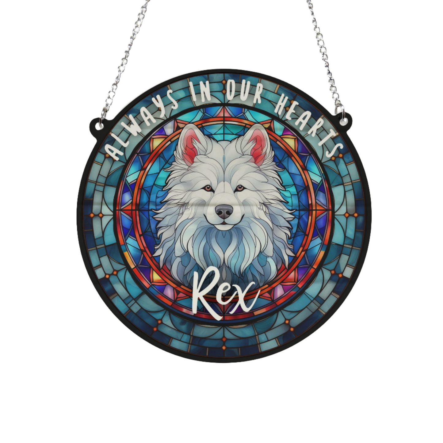 Samoyed Memorial Stained Glass Effect Suncatcher