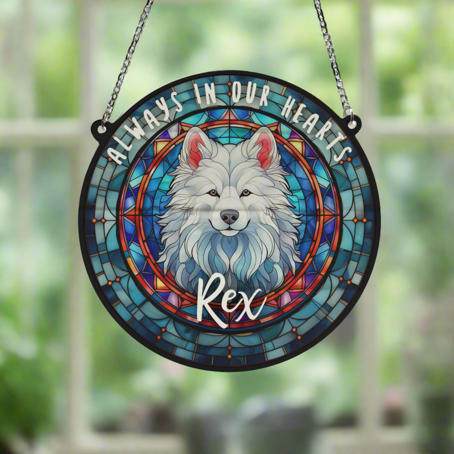 Samoyed Memorial Stained Glass Effect Suncatcher