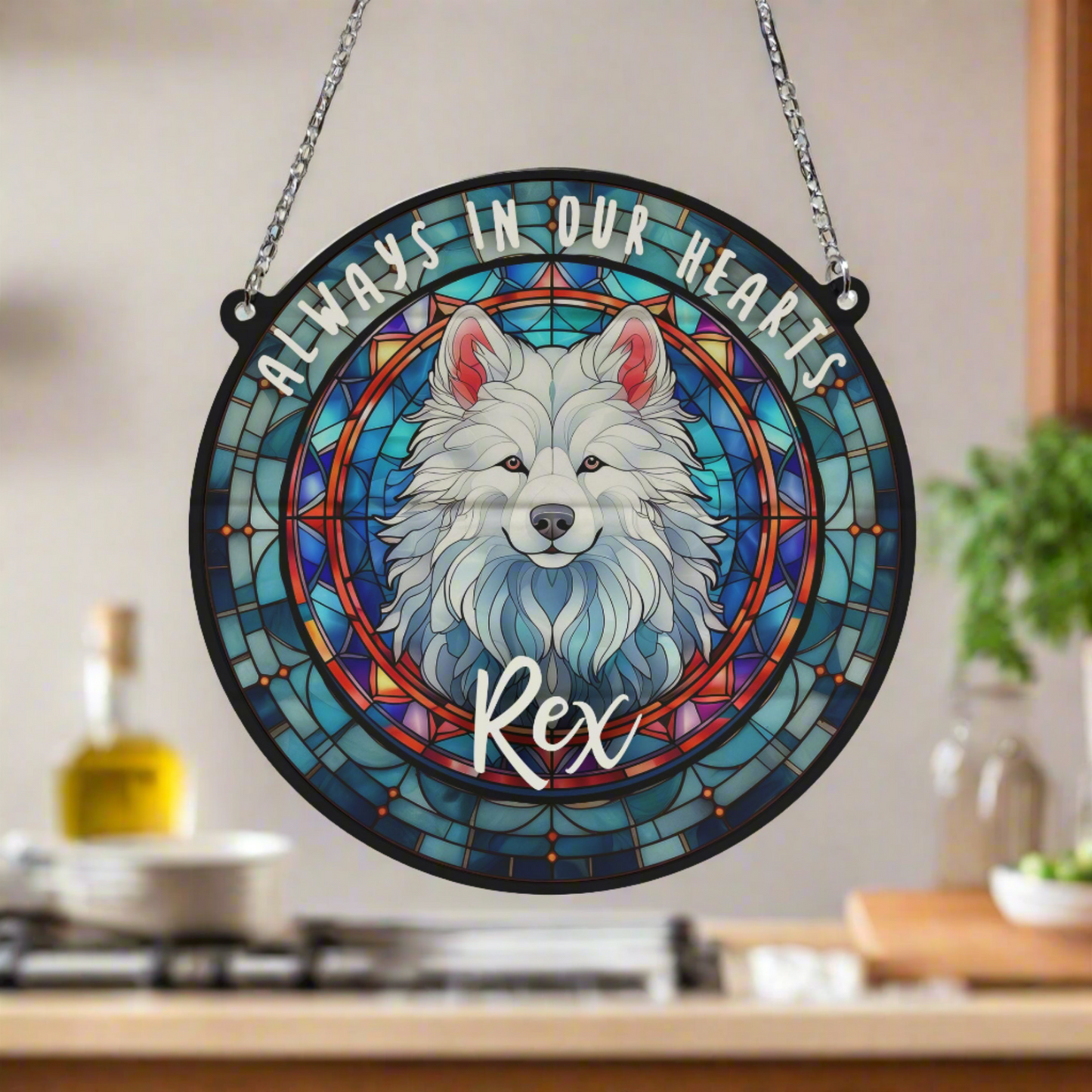 Samoyed Memorial Stained Glass Effect Suncatcher