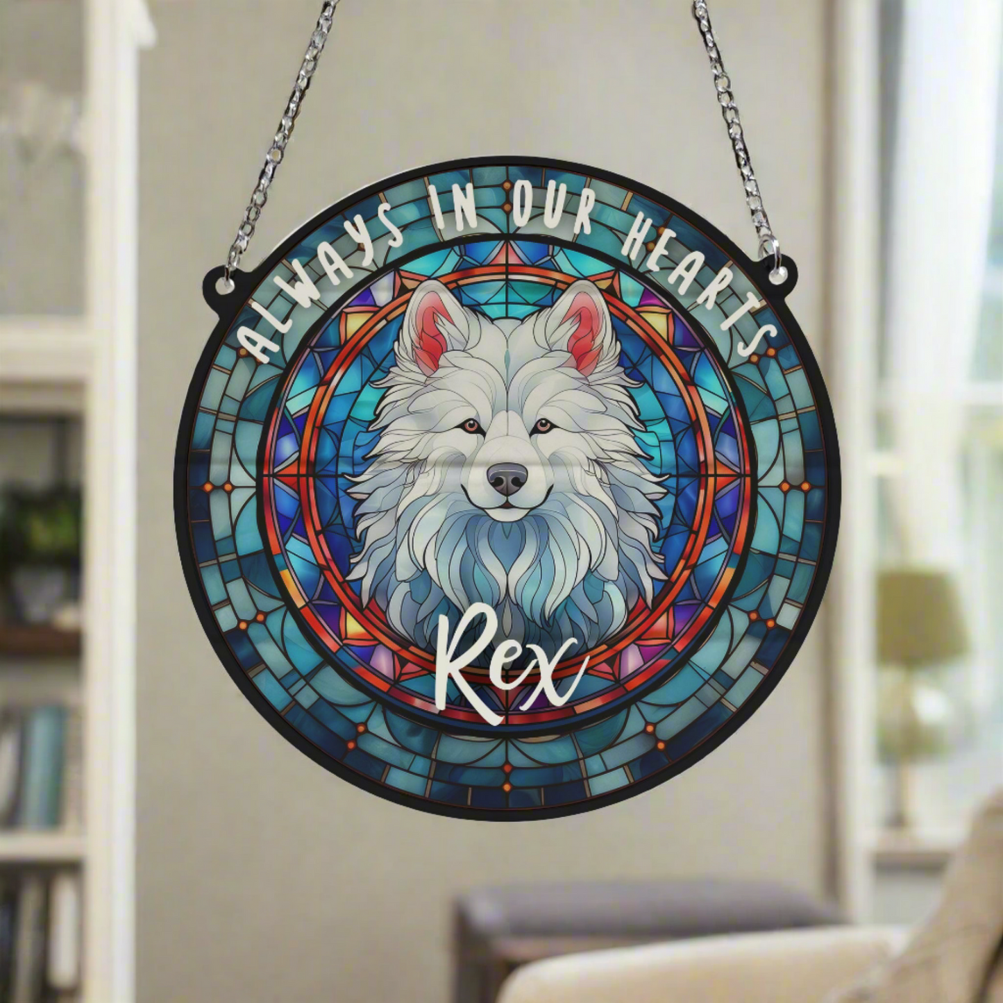 Samoyed Memorial Stained Glass Effect Suncatcher