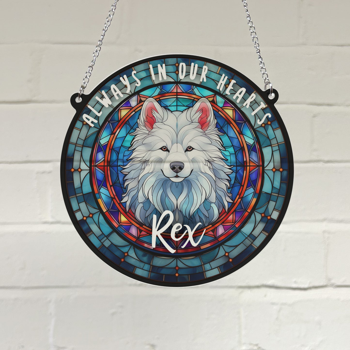 Samoyed Memorial Stained Glass Effect Suncatcher