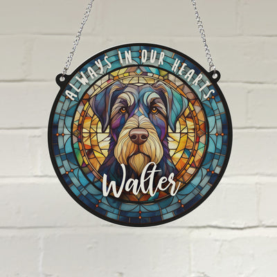 Schnauzer Black Memorial Stained Glass Effect Suncatcher