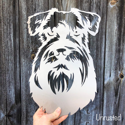 Schnauzer - Rustic Rusted Pet Garden Sculpture - Solid Steel