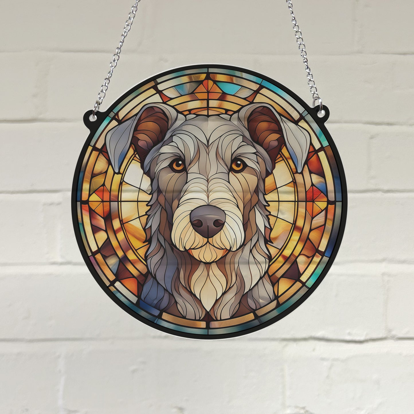 Scottish Deerhound Stained Glass Effect Suncatcher