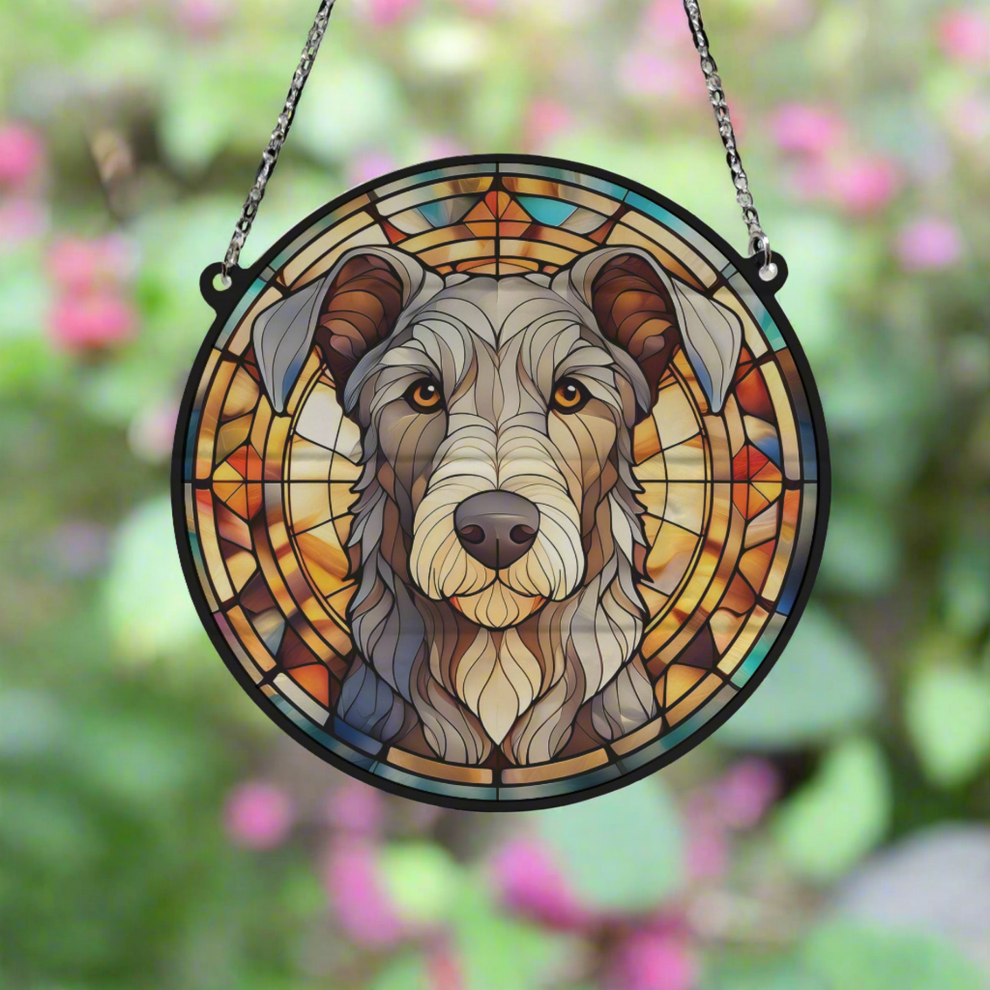 Scottish Deerhound Stained Glass Effect Suncatcher