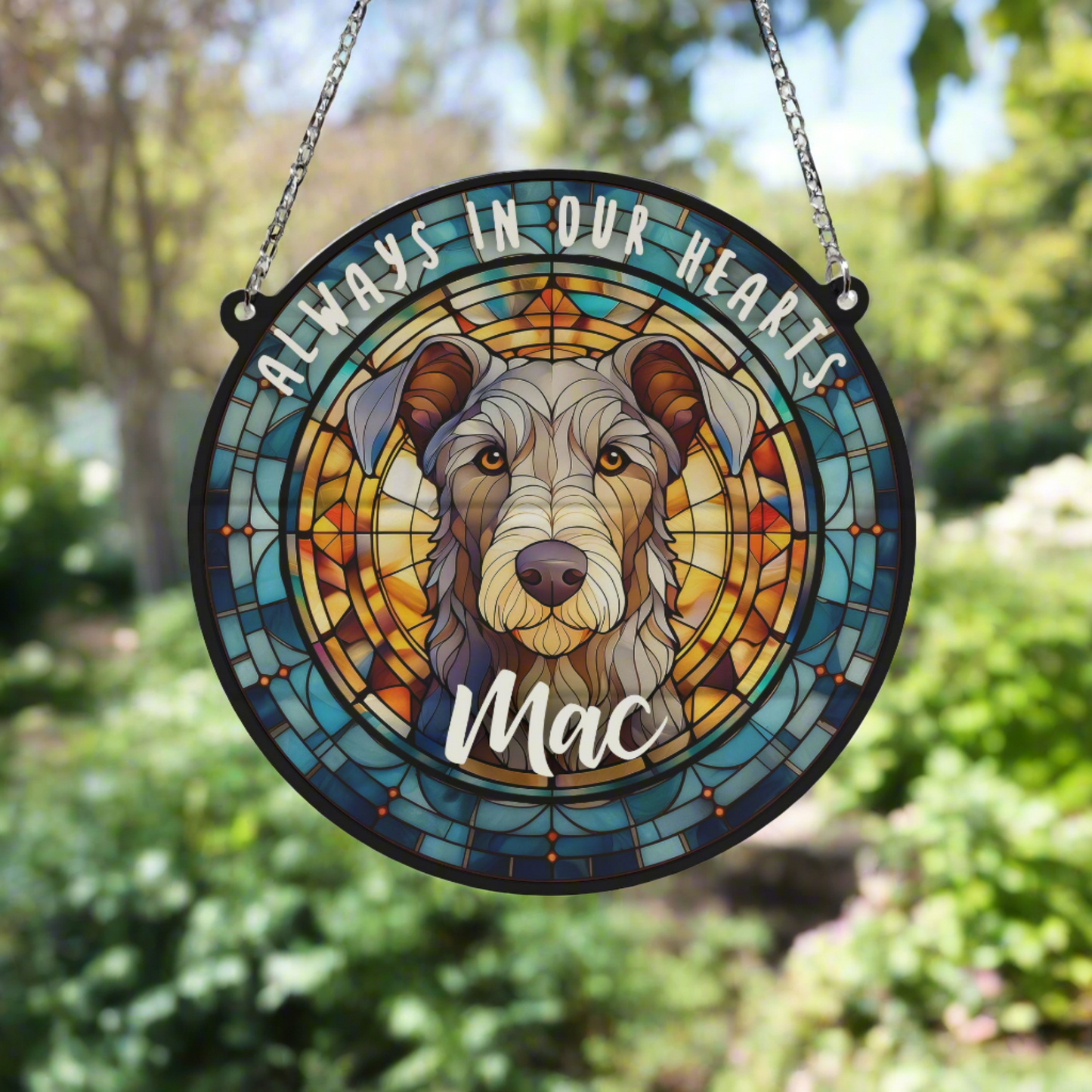 Scottish Deerhound Memorial Stained Glass Effect Suncatcher