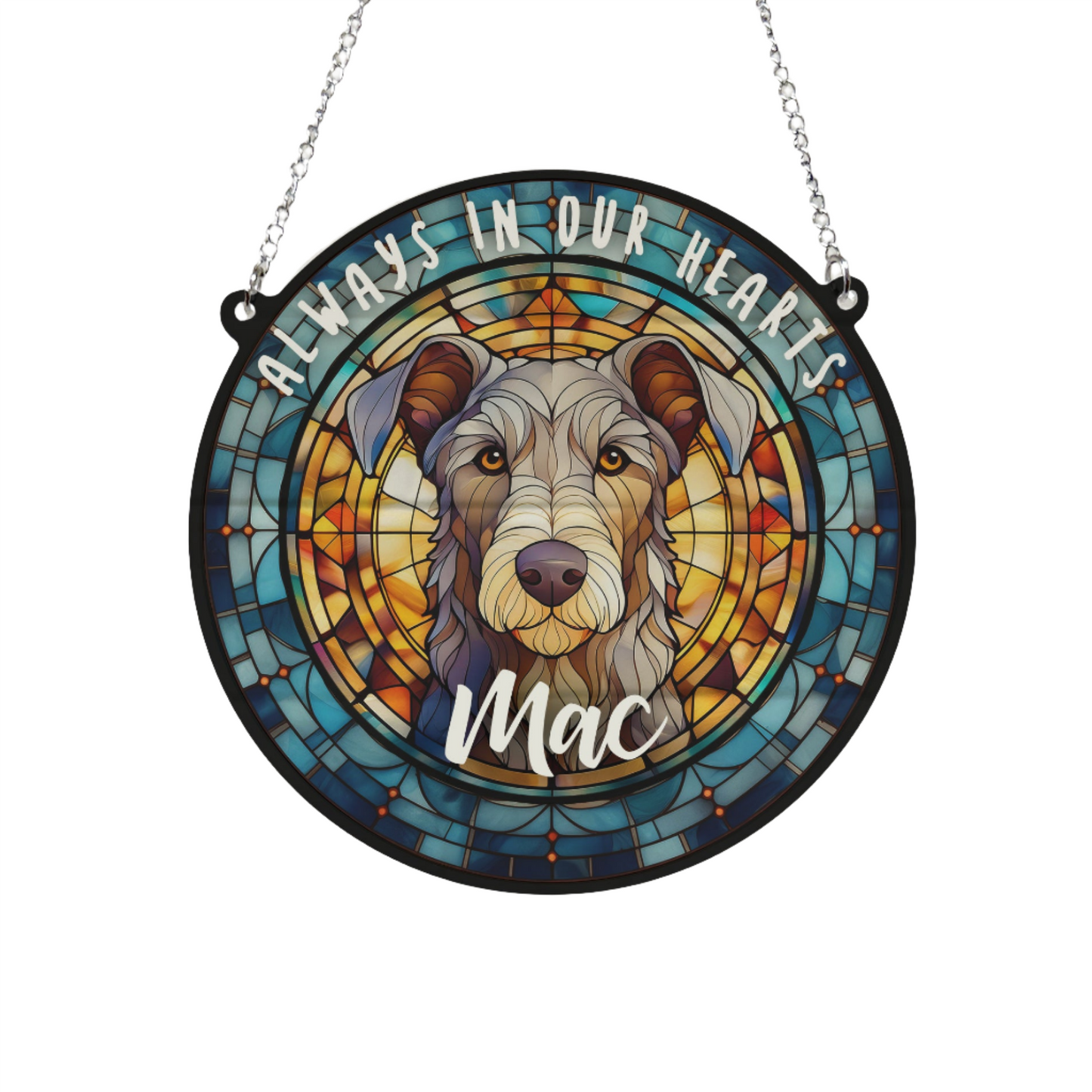 Scottish Deerhound Memorial Stained Glass Effect Suncatcher