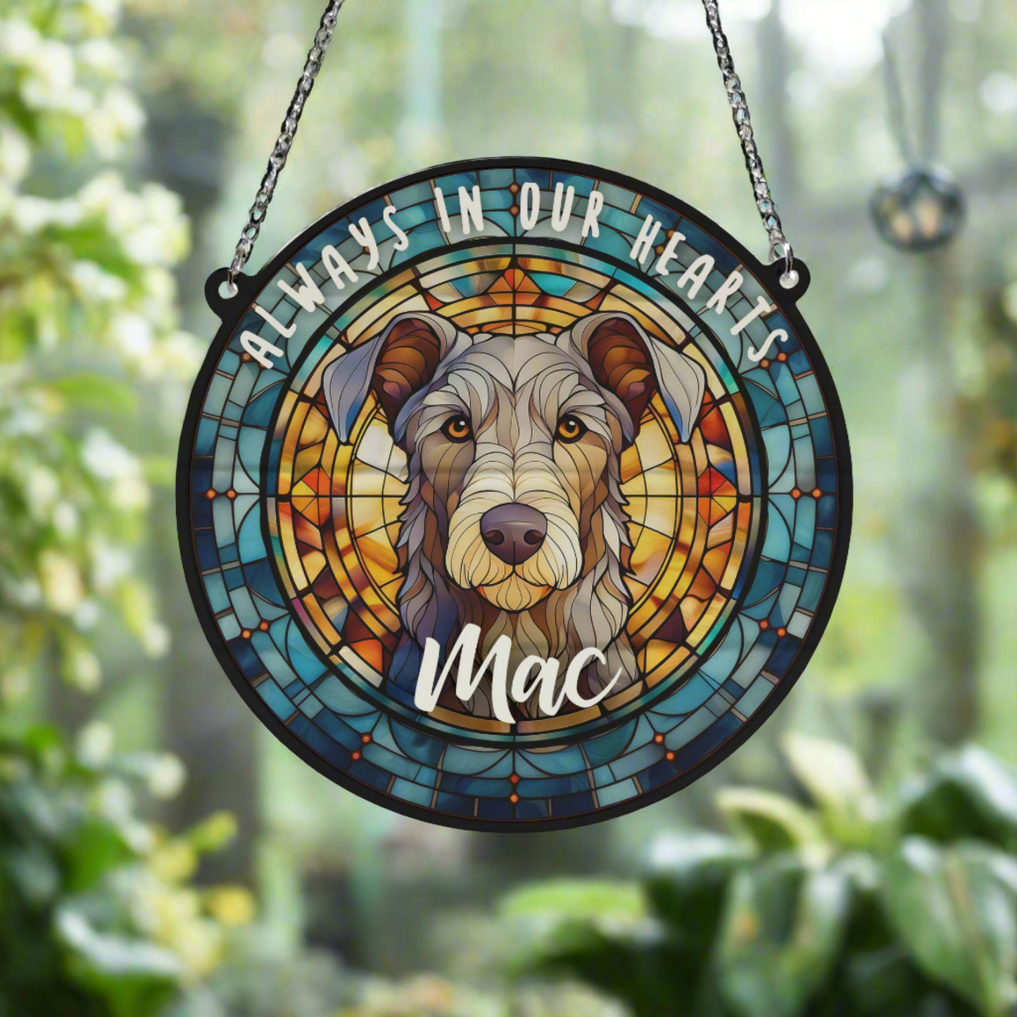 Scottish Deerhound Memorial Stained Glass Effect Suncatcher