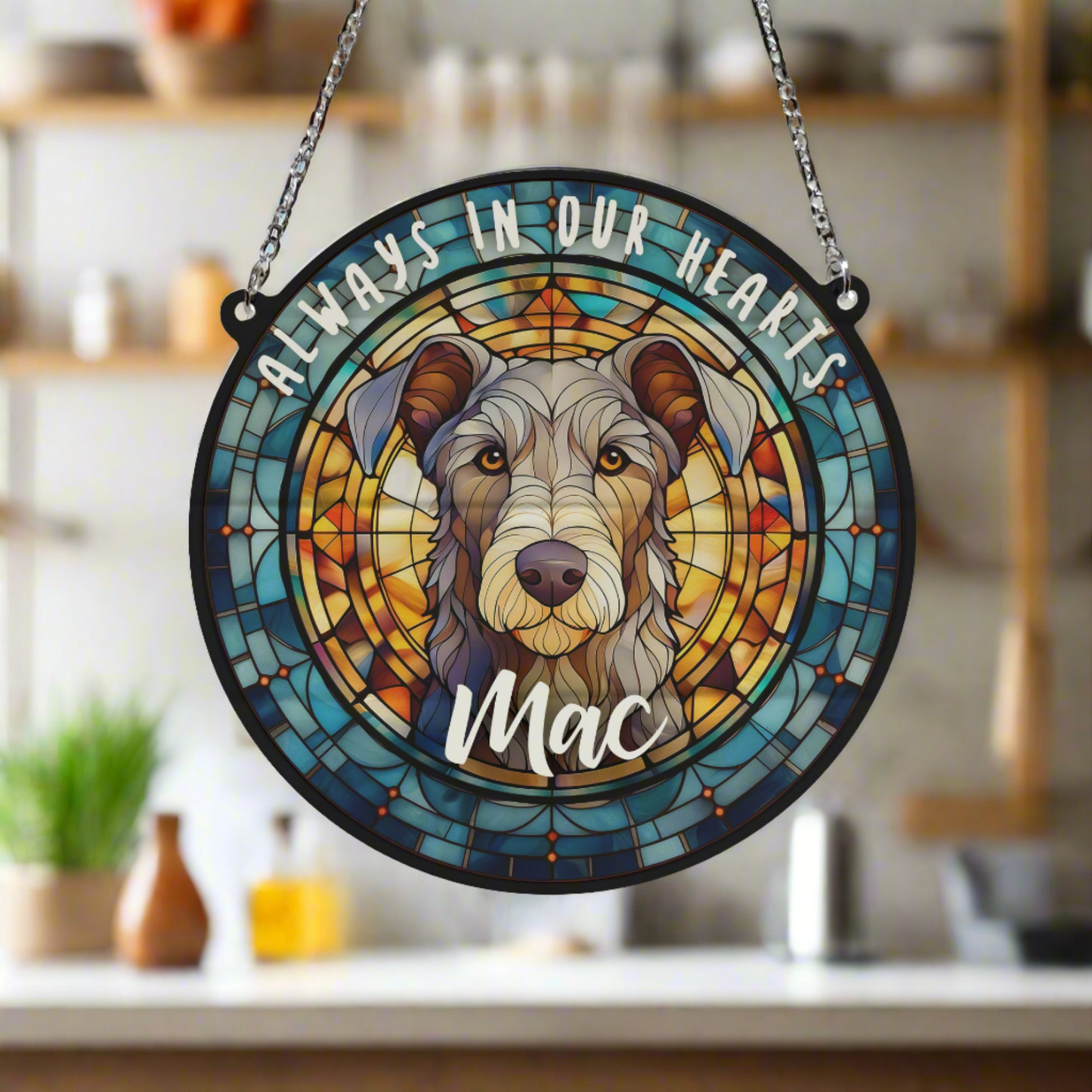 Scottish Deerhound Memorial Stained Glass Effect Suncatcher