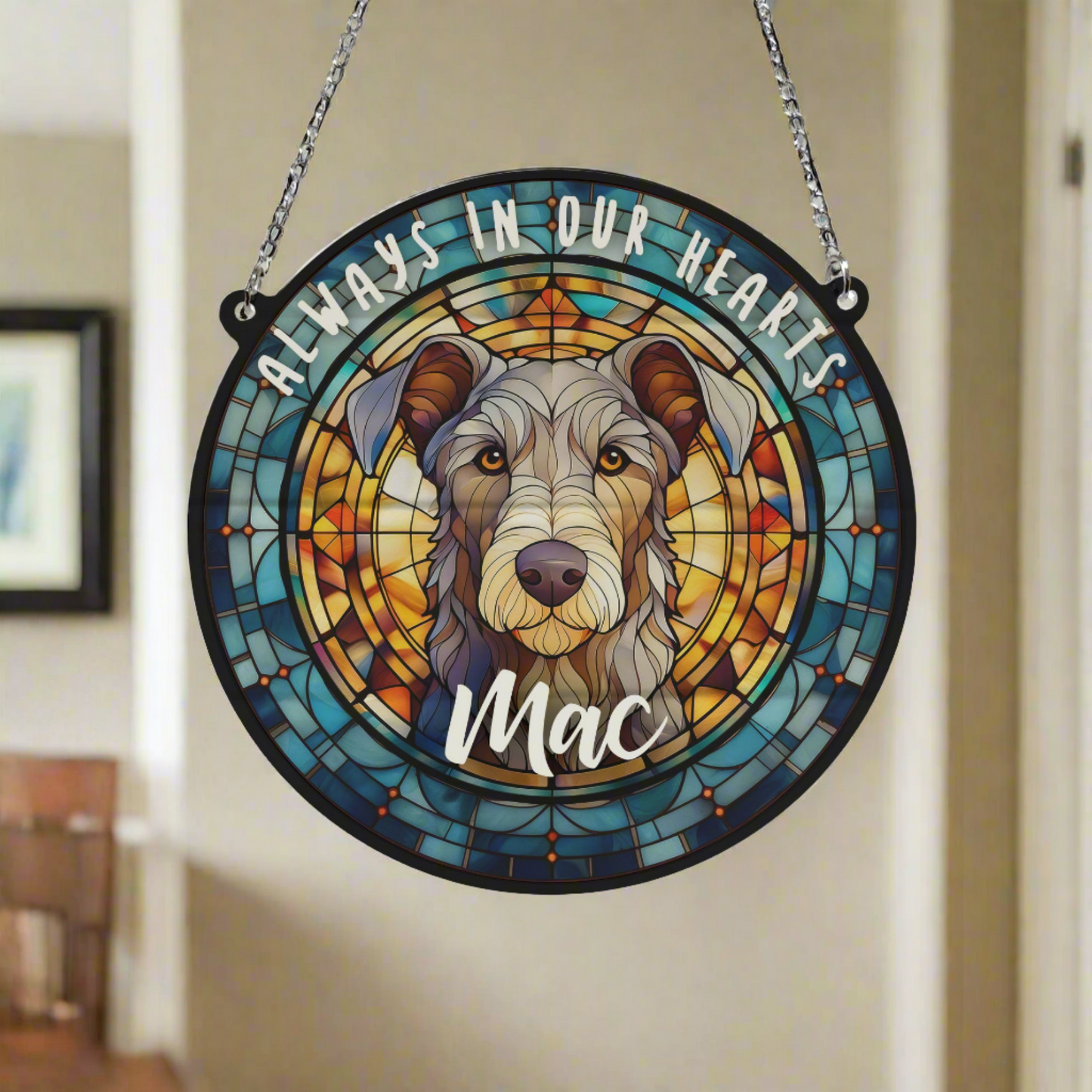 Scottish Deerhound Memorial Stained Glass Effect Suncatcher