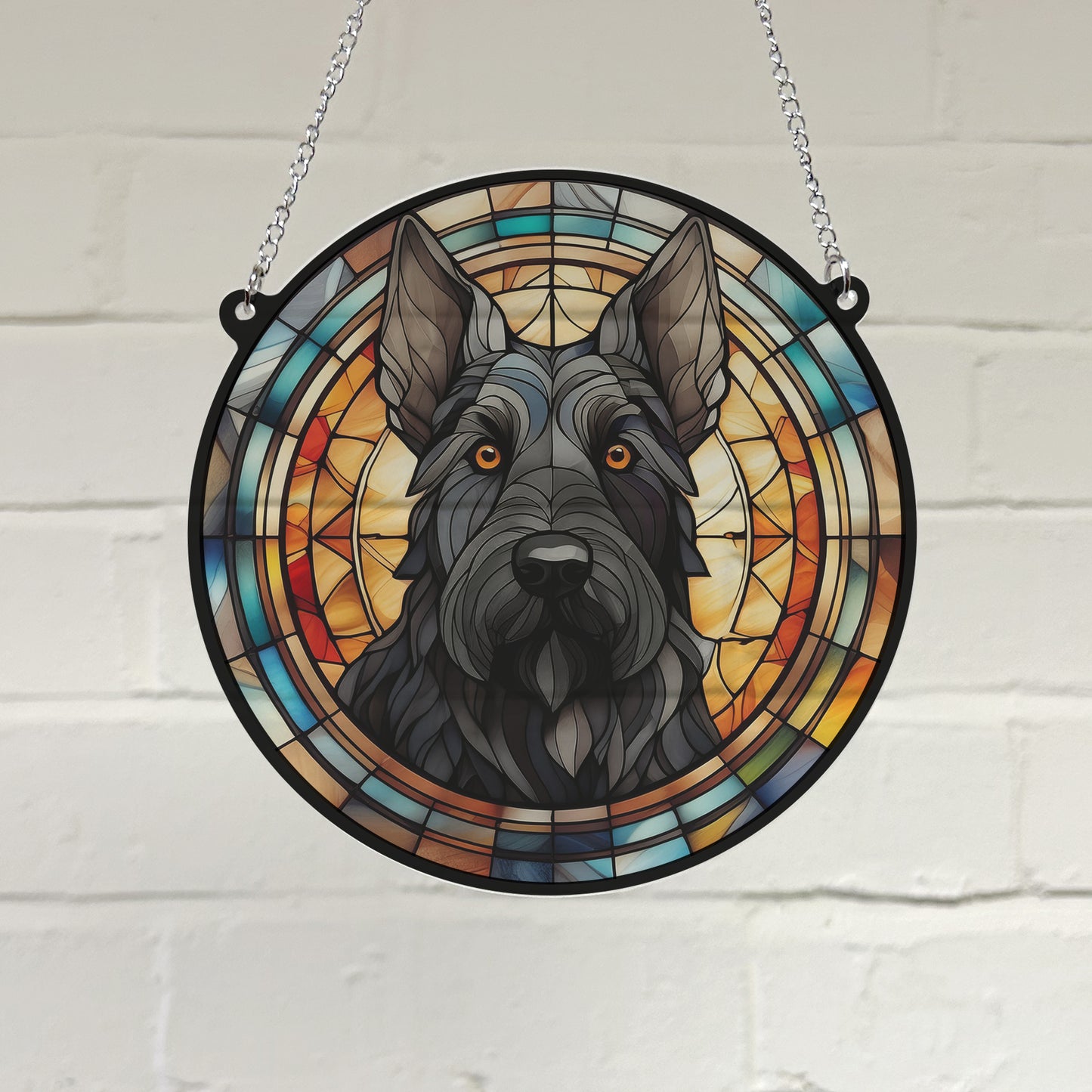 Scottish Terrier Stained Glass Effect Suncatcher