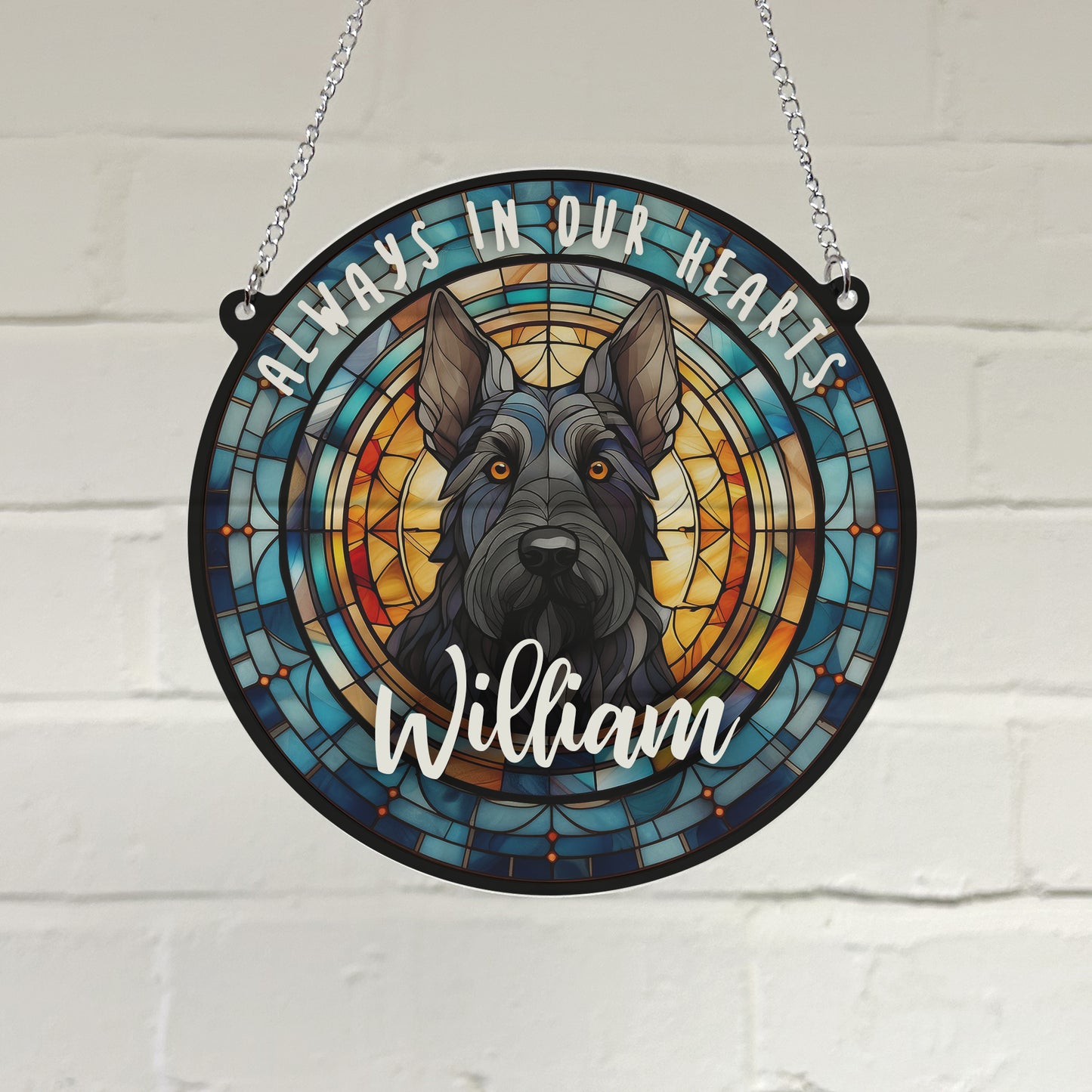 Scottish Terrier Memorial Stained Glass Effect Suncatcher