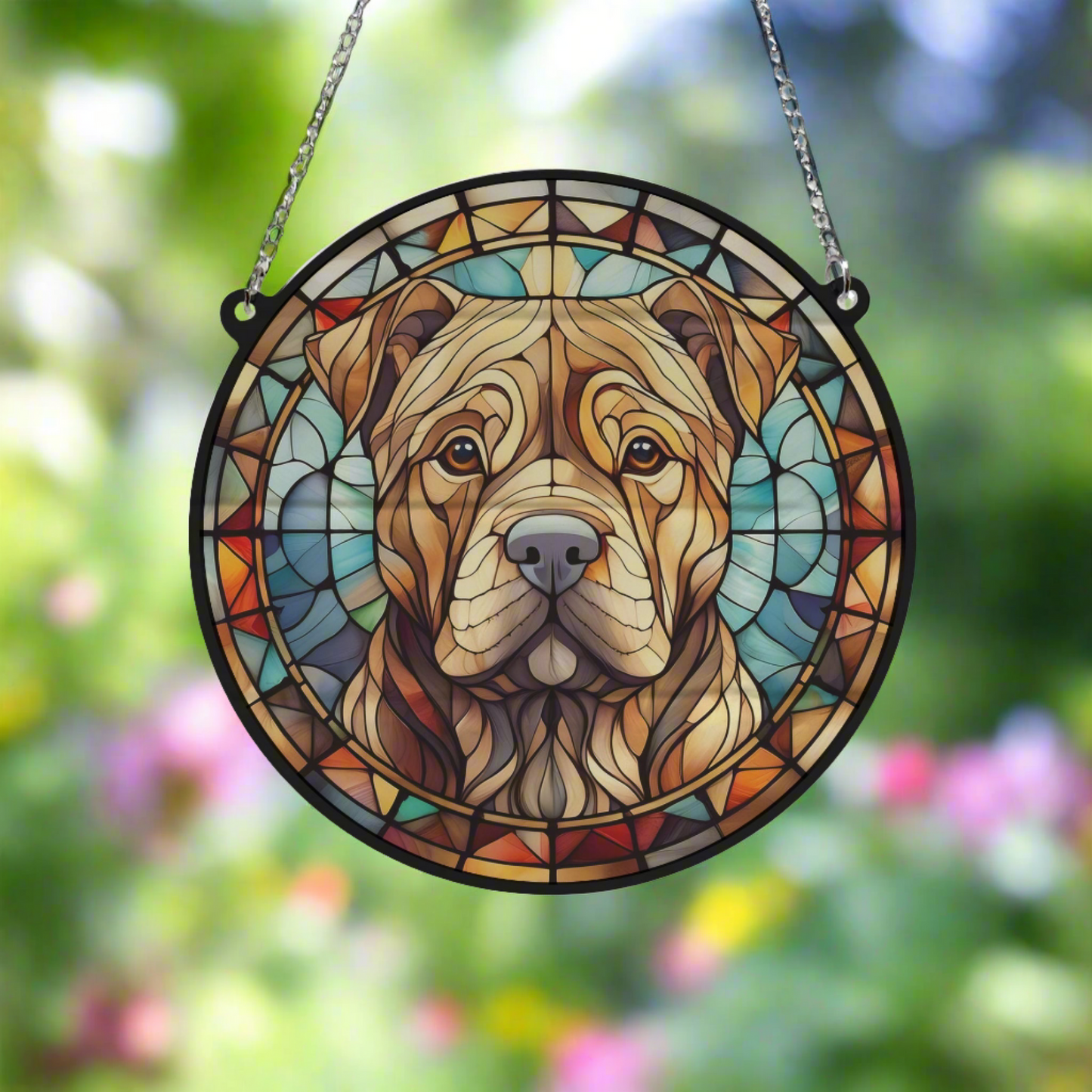 Shar Pei Stained Glass Effect Suncatcher