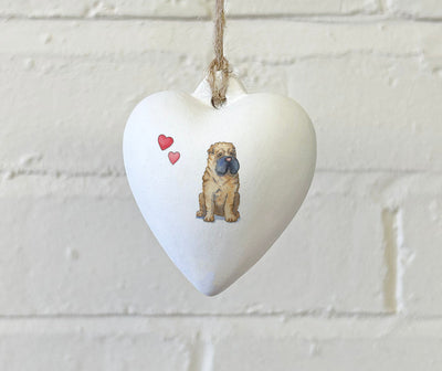 Shar Pei Ceramic Heart Bauble