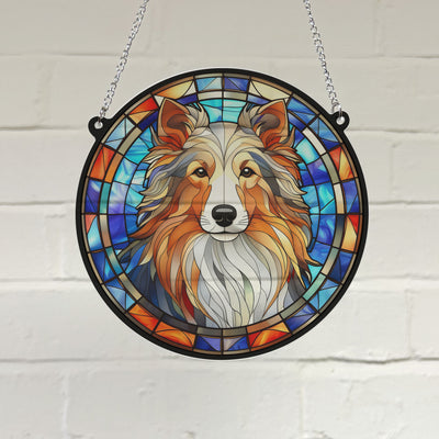 Sheltie Stained Glass Effect Suncatcher