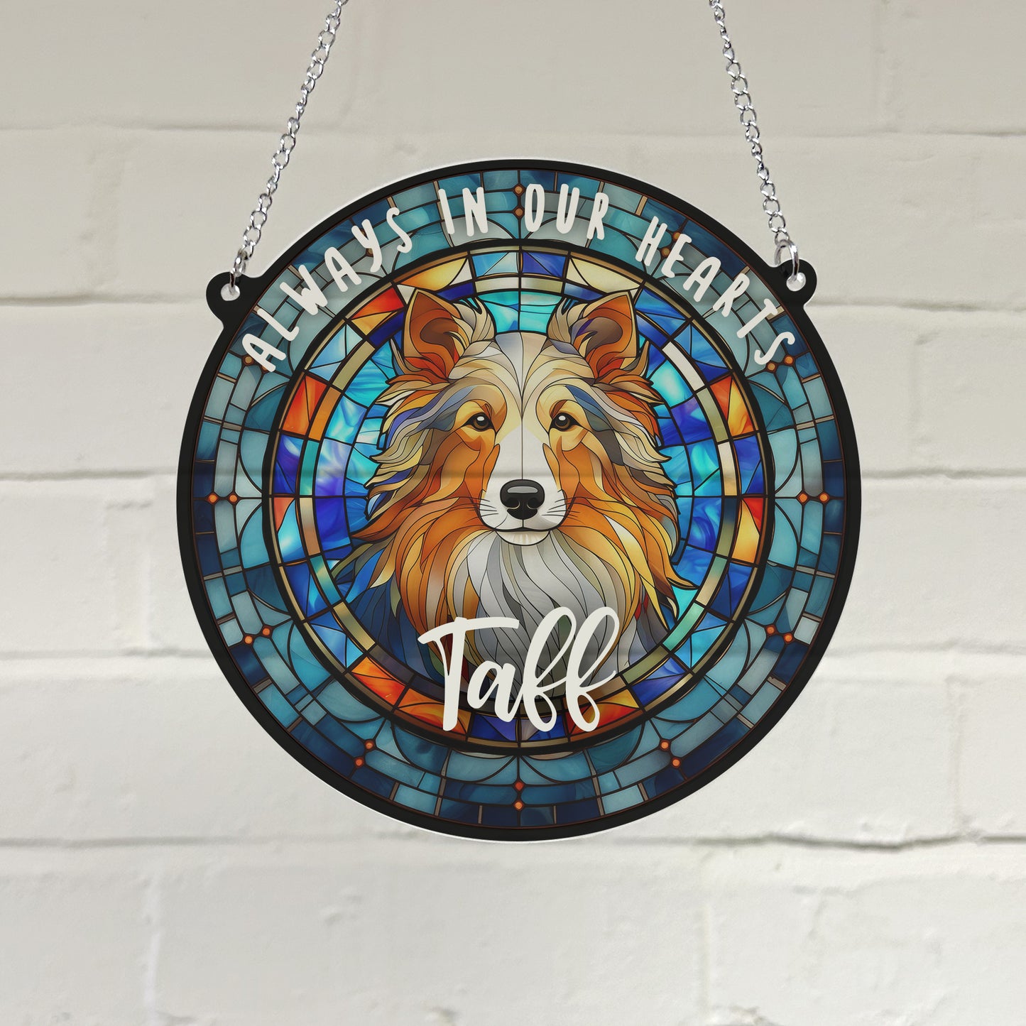 Sheltie Memorial Stained Glass Effect Suncatcher