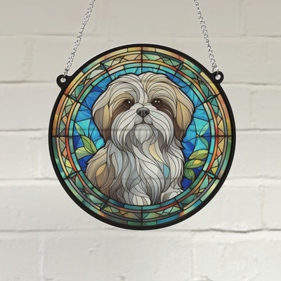 Shih Tzu Stained Glass Effect Suncatcher