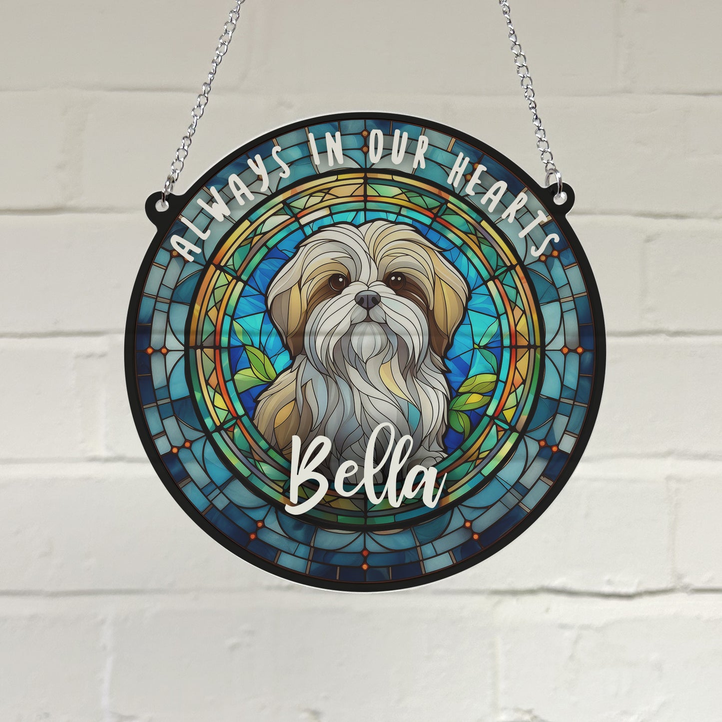 Shih Tzu Memorial Stained Glass Effect Suncatcher