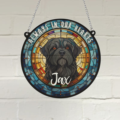 Shih Tzu Black Memorial Stained Glass Effect Suncatcher