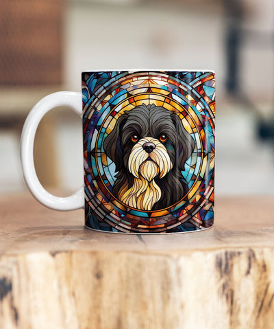 Shih Tzu Black & White Suncatcher Artwork Ceramic Mug