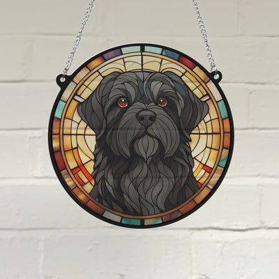 Shih Tzu Black Stained Glass Effect Suncatcher