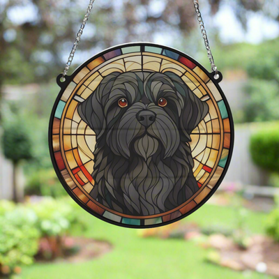 Shih Tzu Black Stained Glass Effect Suncatcher