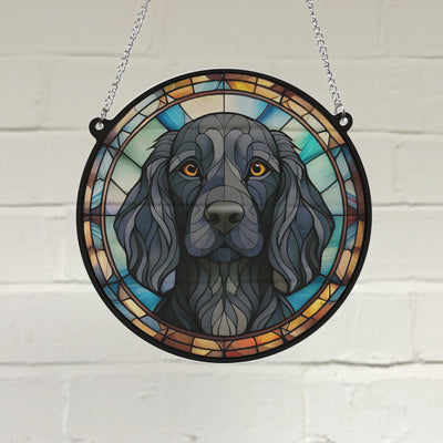 Cocker Spaniel Black Stained Glass Effect Suncatcher