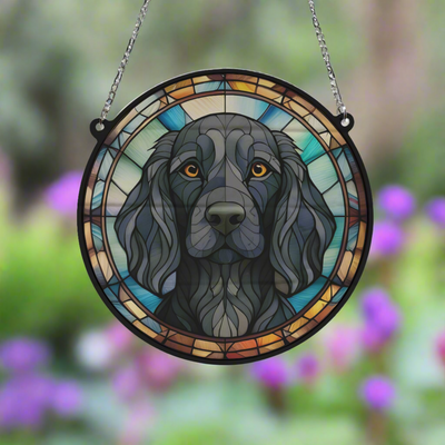 Cocker Spaniel Black Stained Glass Effect Suncatcher