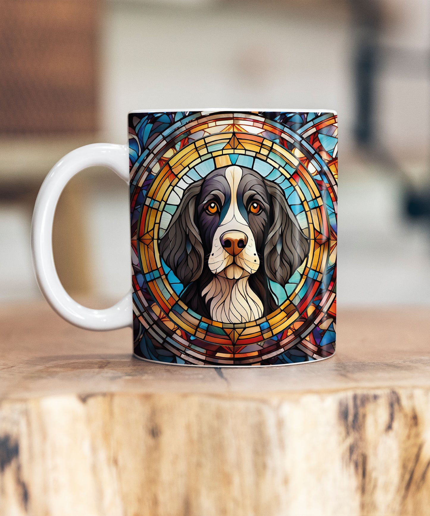 Springer Spaniel Black & White Suncatcher Artwork Ceramic Mug