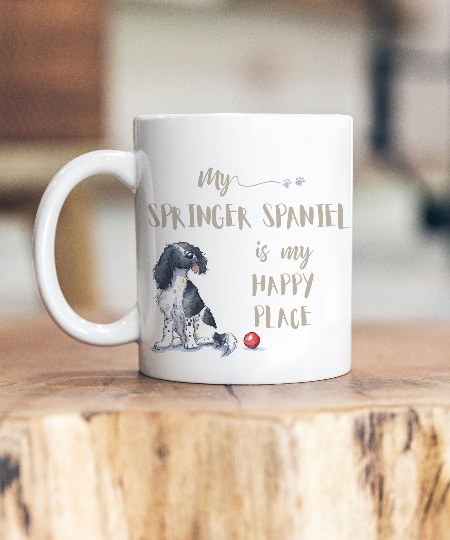 My Happy Place Springer Spaniel Black & White Ceramic Mug