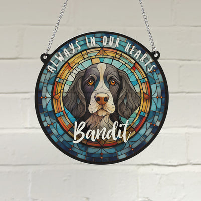 Springer Spaniel Black & White Memorial Stained Glass Effect Suncatcher