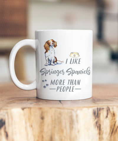 I Like Dogs More Than People Springer Spaniel Brown & White Ceramic Mug