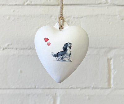 Sprocker Black & White Ceramic Heart Bauble