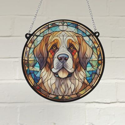 St Bernard Stained Glass Effect Suncatcher