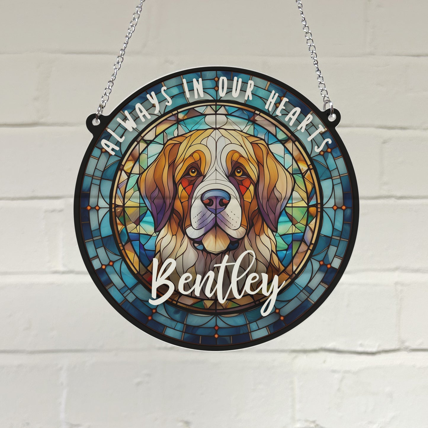 St Bernard Memorial Stained Glass Effect Suncatcher