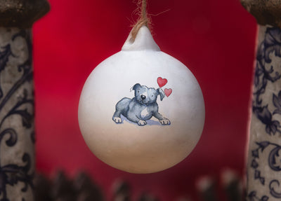 Staffie Grey Ceramic Round Bauble