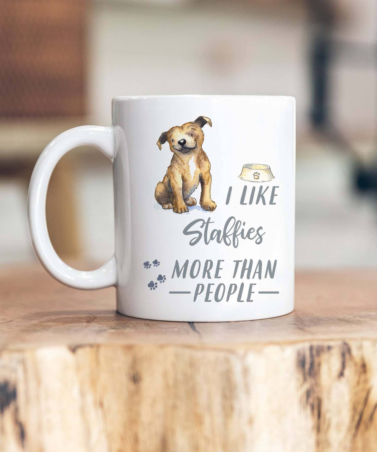 I Like Dogs More Than People Staffie Brown Ceramic Mug