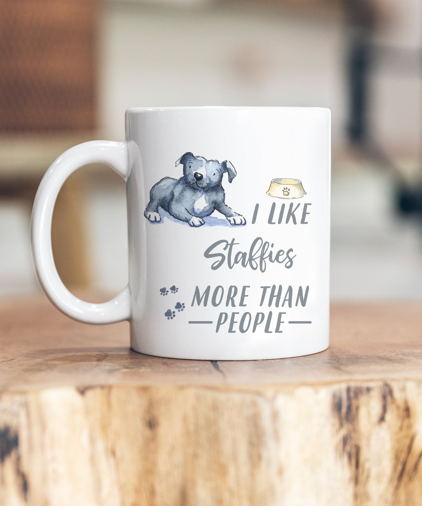 I Like Dogs More Than People Staffie Grey Ceramic Mug