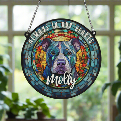 Staffie Memorial Stained Glass Effect Suncatcher