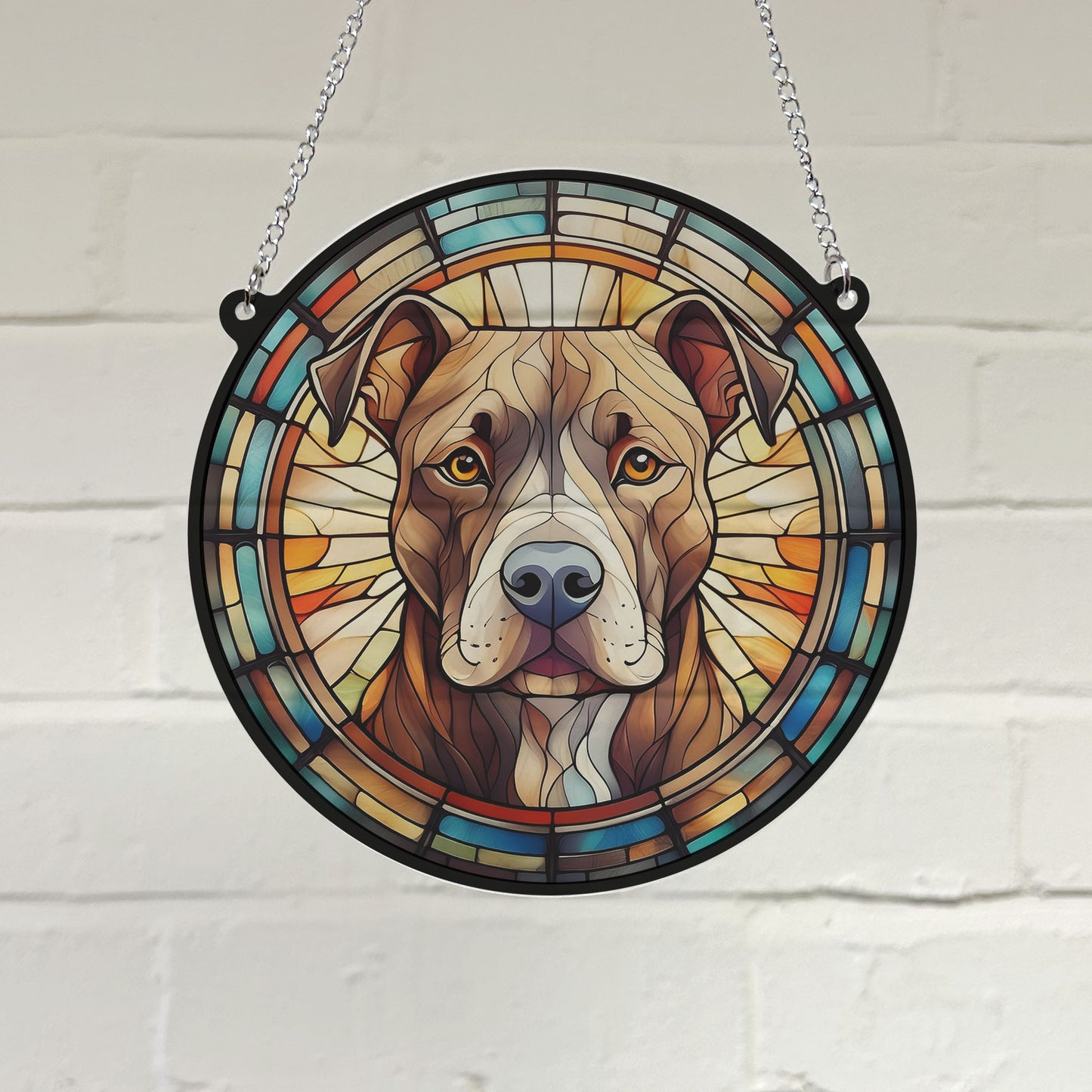 Staffordshire Bull Terrier Brown Stained Glass Effect Suncatcher