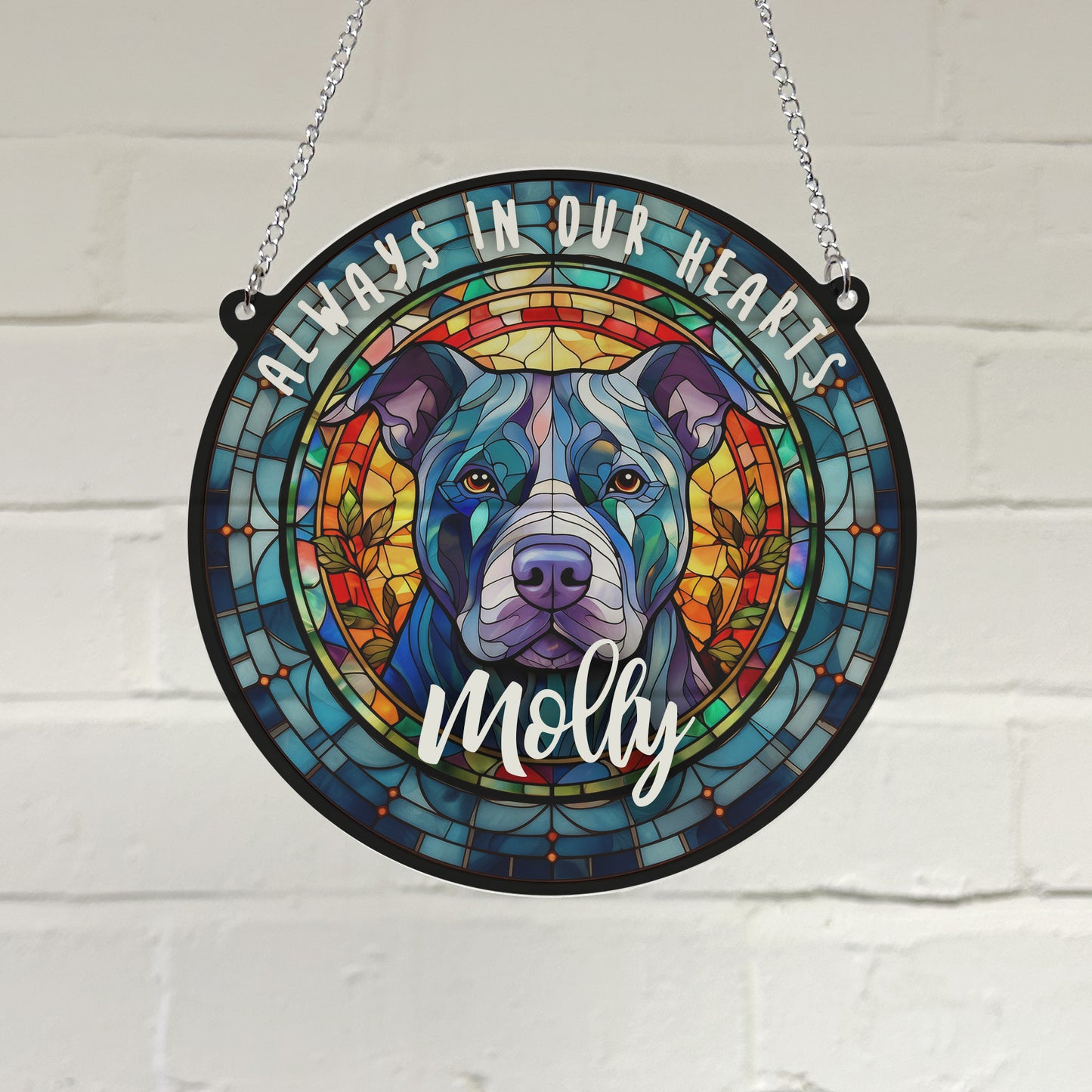 Staffie Memorial Stained Glass Effect Suncatcher