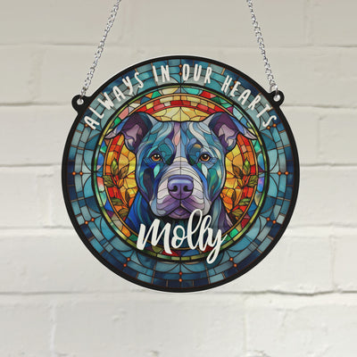 Staffie Memorial Stained Glass Effect Suncatcher