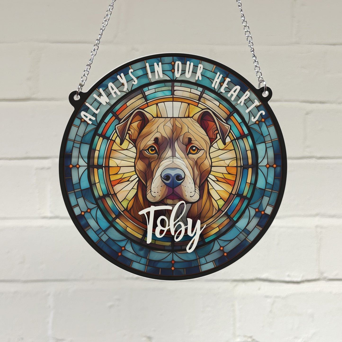 Staffie Brindle Memorial Stained Glass Effect Suncatcher