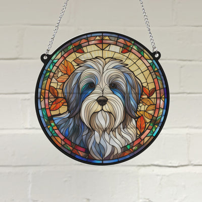 Tibetan Terrier Stained Glass Effect Suncatcher