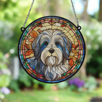 Tibetan Terrier Stained Glass Effect Suncatcher