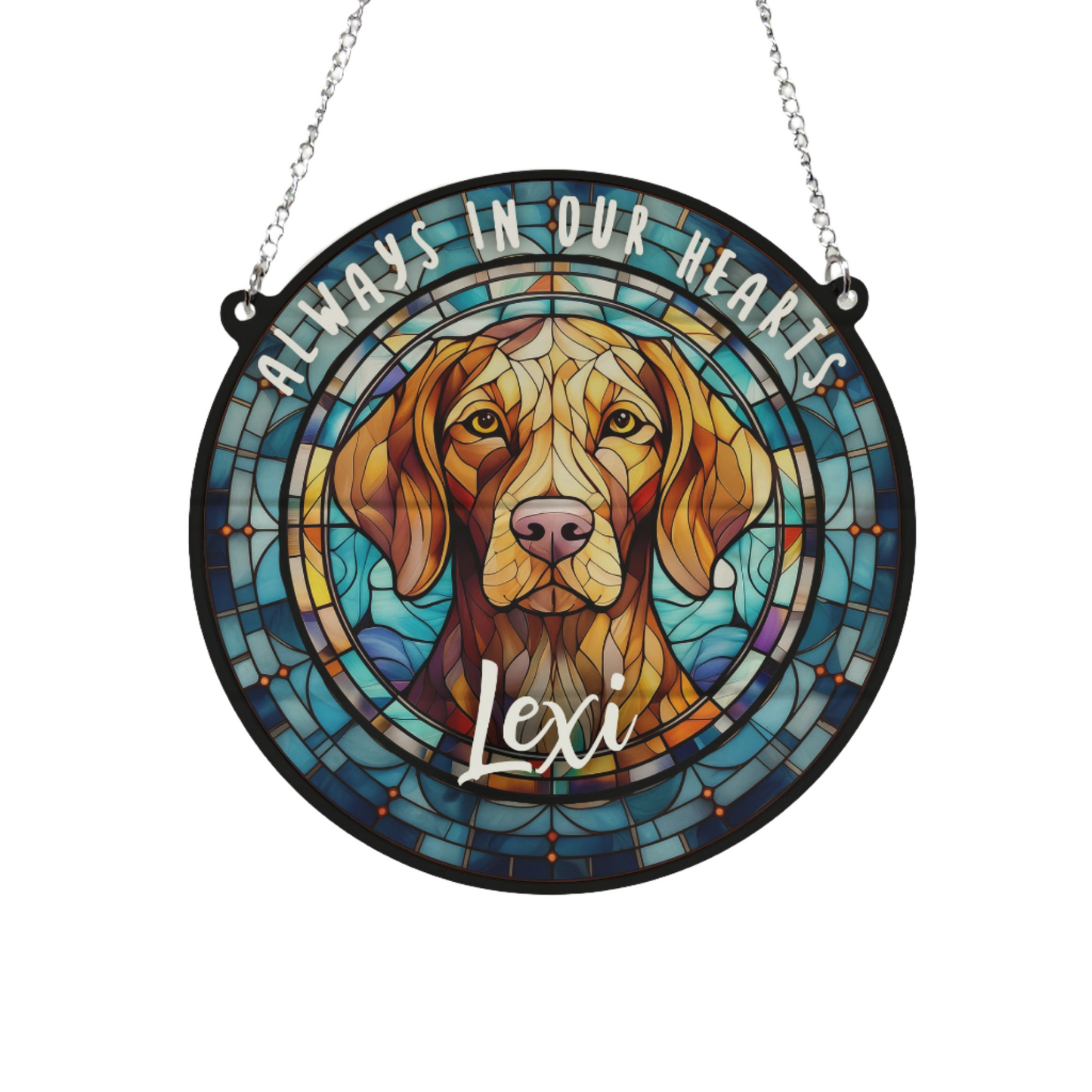 Vizsla Memorial Stained Glass Effect Suncatcher