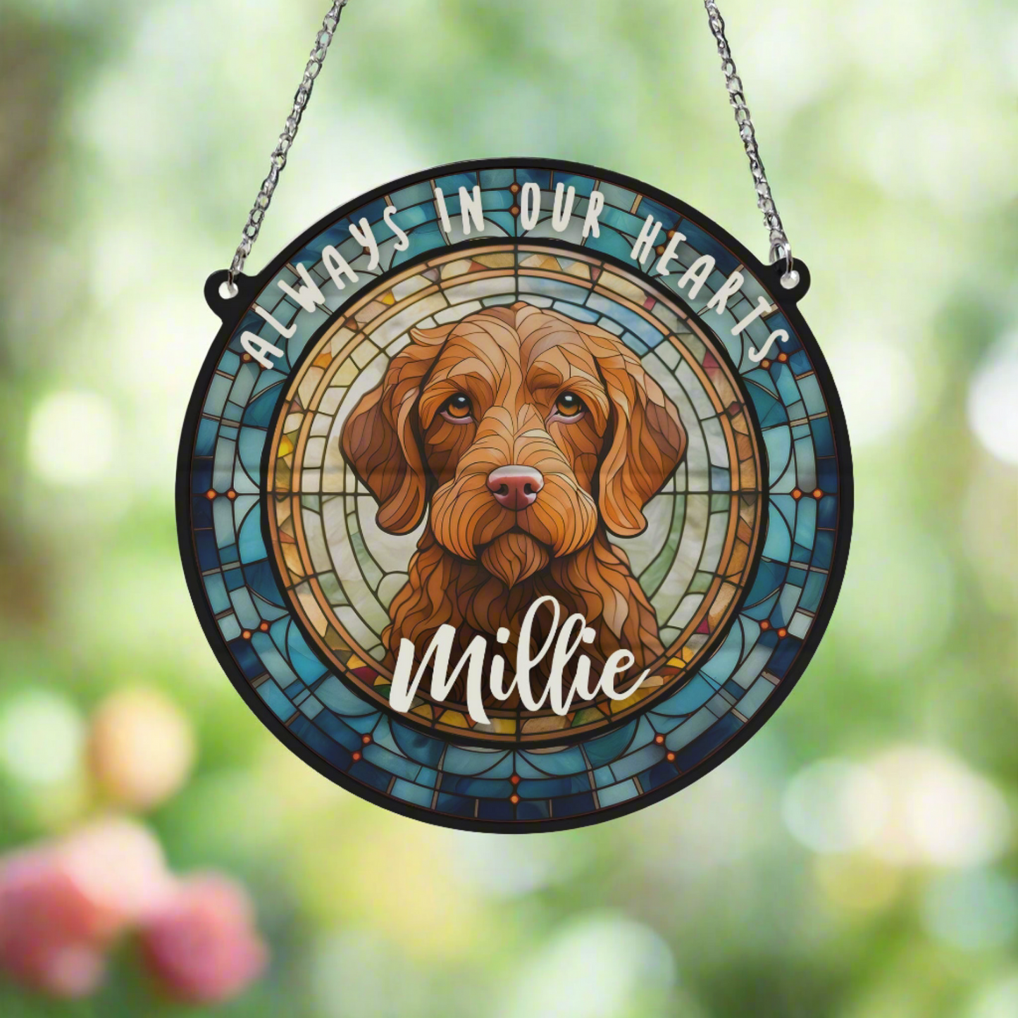 Vizsla Wirehaired Memorial Stained Glass Effect Suncatcher