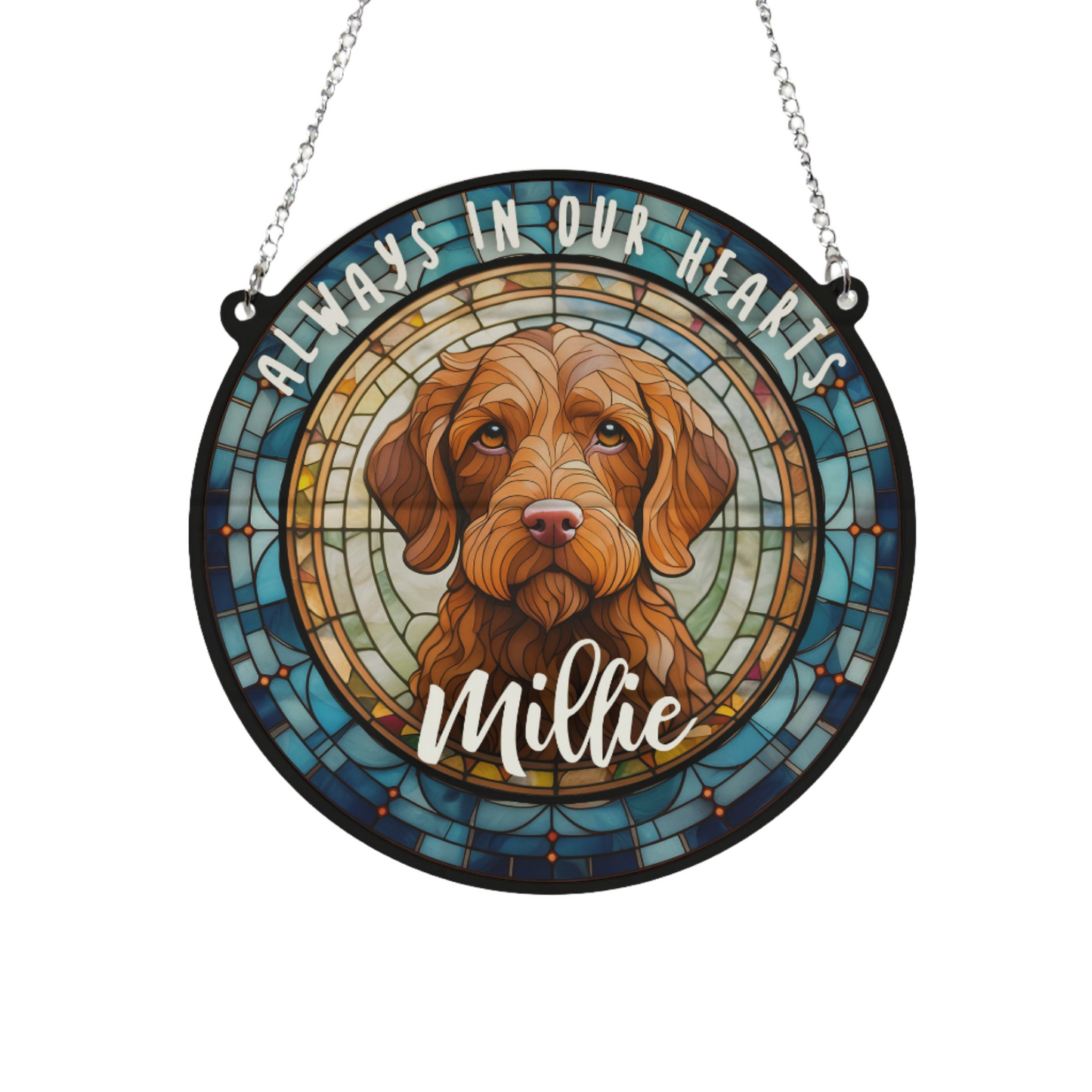 Vizsla Wirehaired Memorial Stained Glass Effect Suncatcher