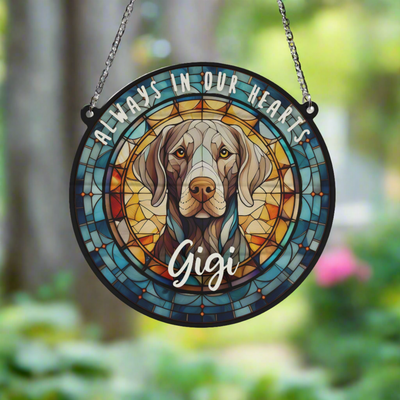 Weimaraner Memorial Stained Glass Effect Suncatcher