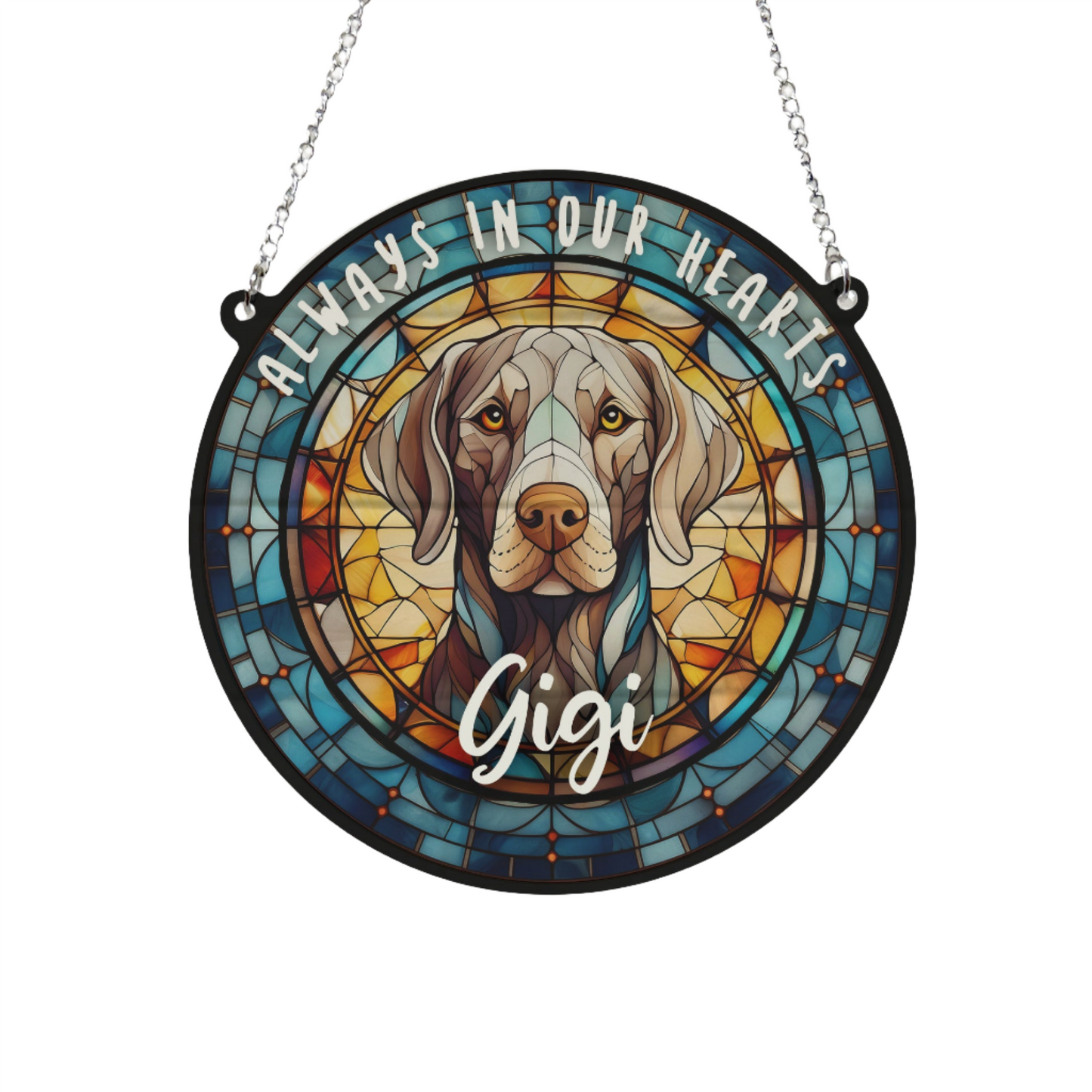 Weimaraner Memorial Stained Glass Effect Suncatcher